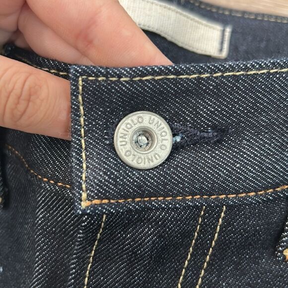 Uniqlo Slim Fit Straight Selvedge Dark Blue Jeans 32X32 NWT - Picture 6 of 13